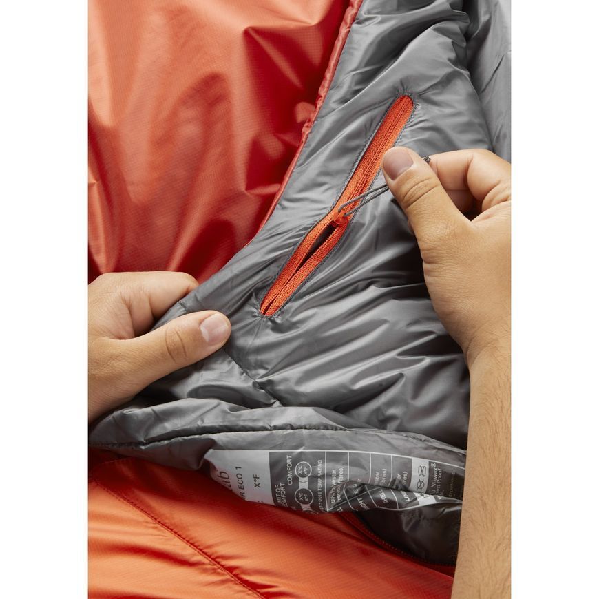 Спальний мішок Rab Solar Eco 1 Long, (9/5&deg;C), 200 см - Left Zip, RED CLAY (5059913033037)