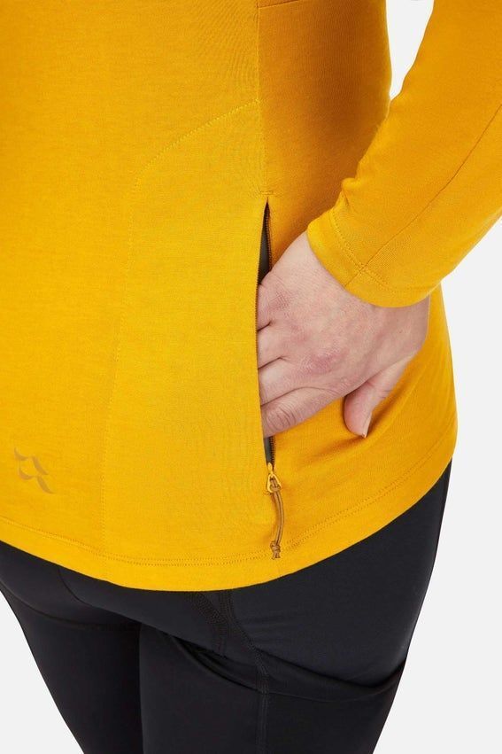 Футболка з довгим рукавом жіноча велосипедна Rab Cinder Crimp LS Tee Wmns, Sahara, 8 (QCB-92-SAH-08)
