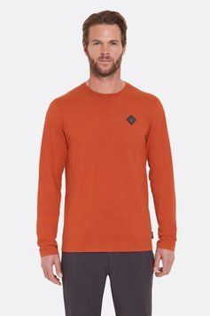 Футболка з довгим рукавом чоловіча Rab Basecamp Logo Badge LS Tee, Red Clay, SML (QCC-10-RCY-SML)